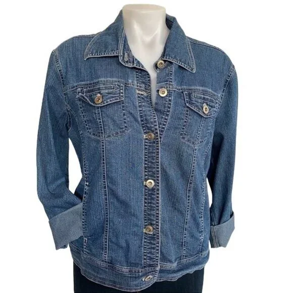 Vintage Erika Denim Jacket Blue Jean Button Down Jacket Size S - Picture 3 of 7